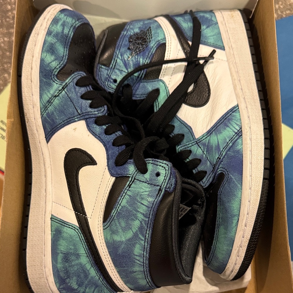 Nike Air Jordan 1 Retro OG High Tie Dye Blue/White Women's Sneakers size 9